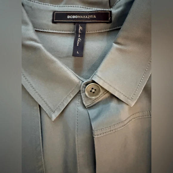 BCBG Maxazria Long Sleeve Trench Dress Castor Grey Size Large - Picture 11 of 11